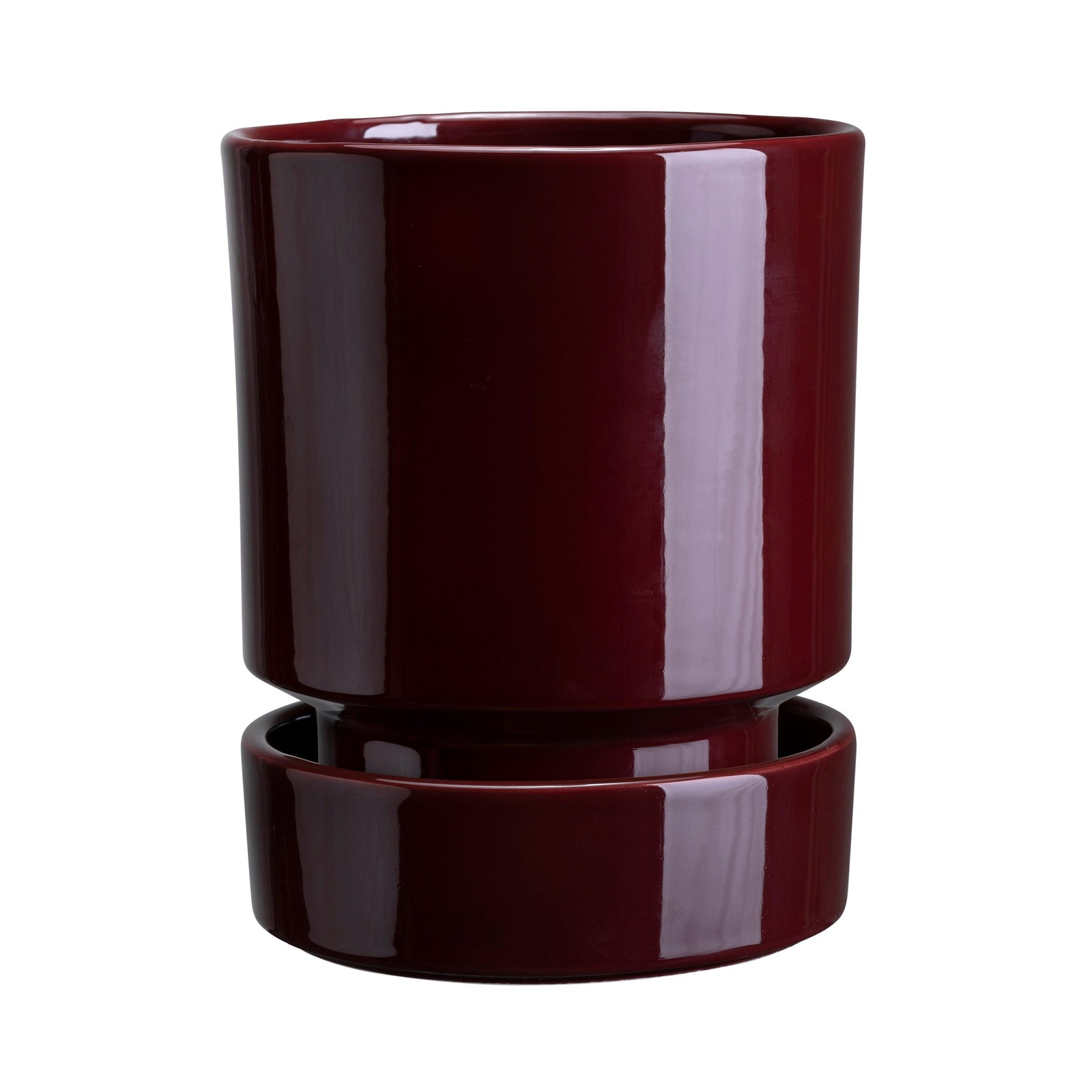 Bergs Potter Hoff Deep Burgundy Pot and Saucer Eleish Van Breems Home