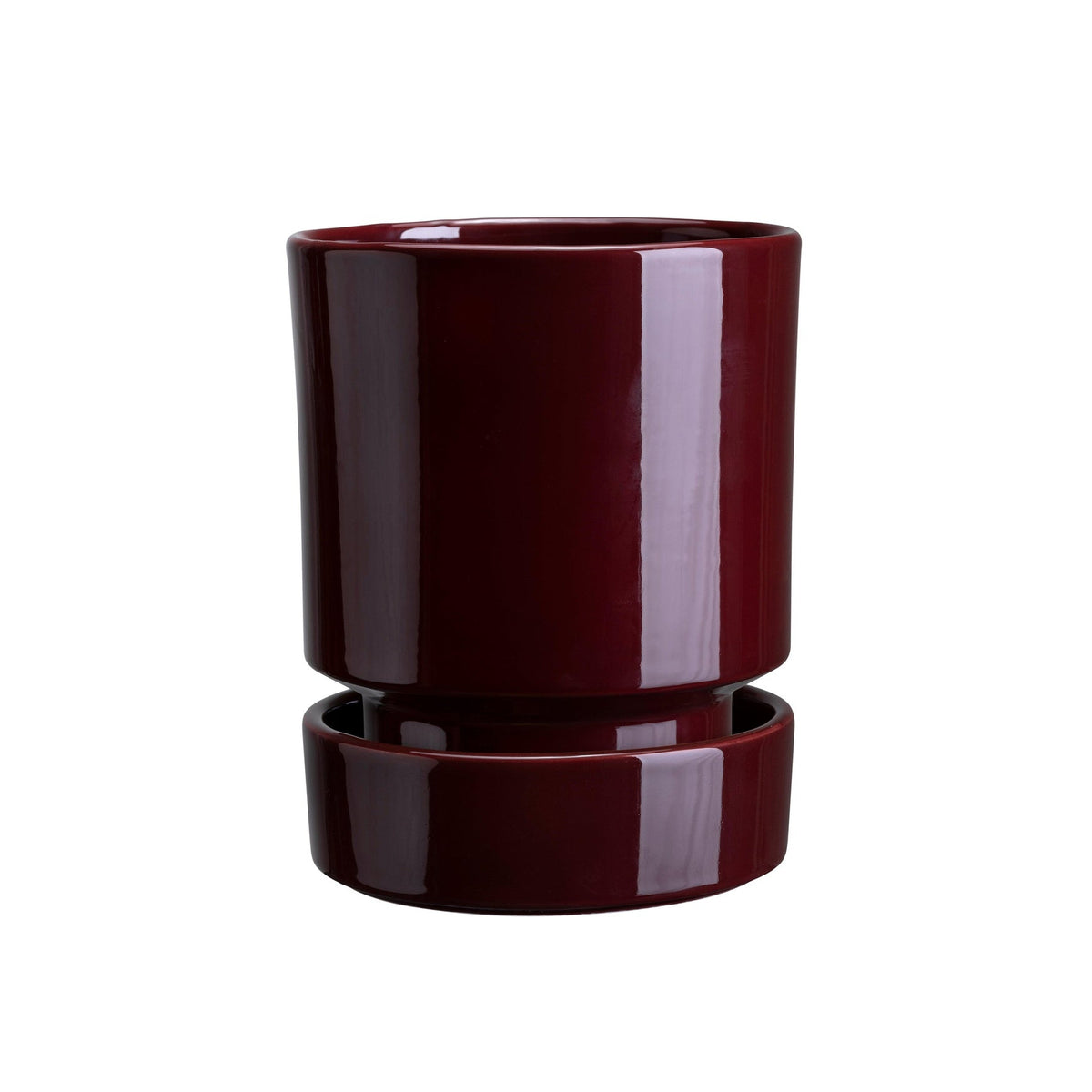 Bergs Potter Hoff Deep Burgundy Pot and Saucer Eleish Van Breems Home