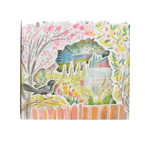 Blackbird Allotment Die Cut Card