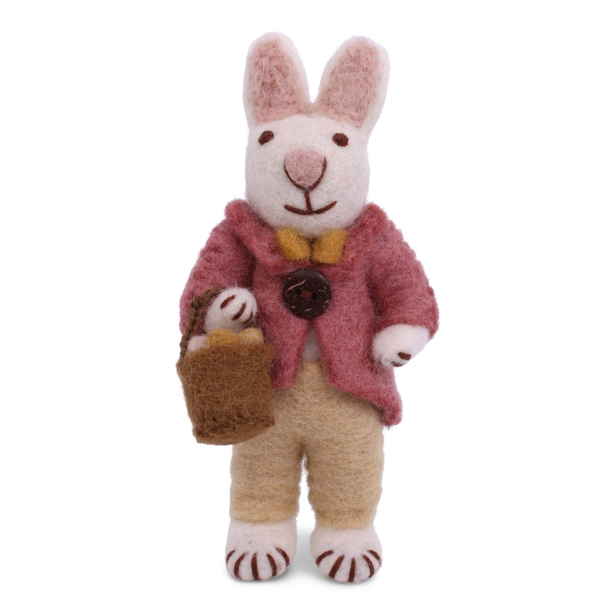 White Bunny w/Jacket, Butterfly &amp; Egg Basket with String Eleish Van Breems Home