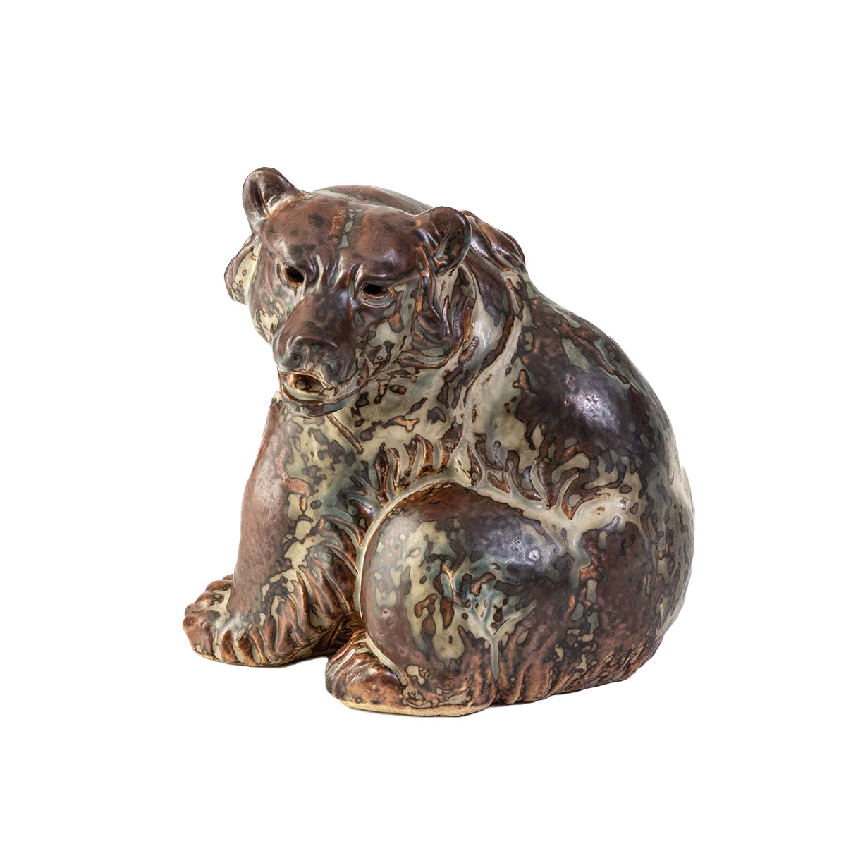 Danish Sitting Bear Ceramic Sculpture by Knud Kyhn Eleish Van Breems Home