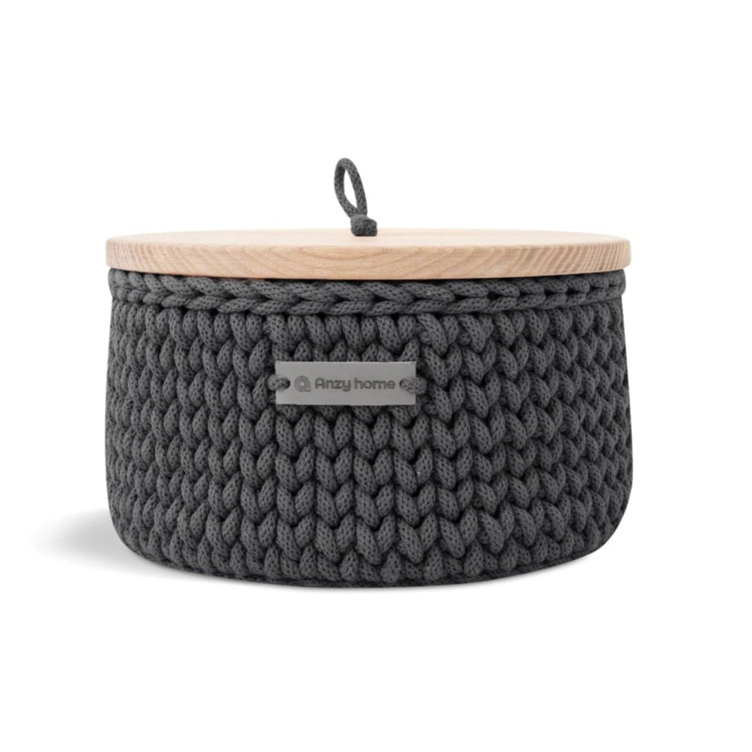 Round Storage Basket with Wood Lid, Large Eleish Van Breems Home