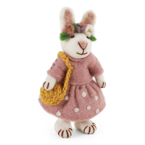 Small White Girly Bunny with Flower Hair Band