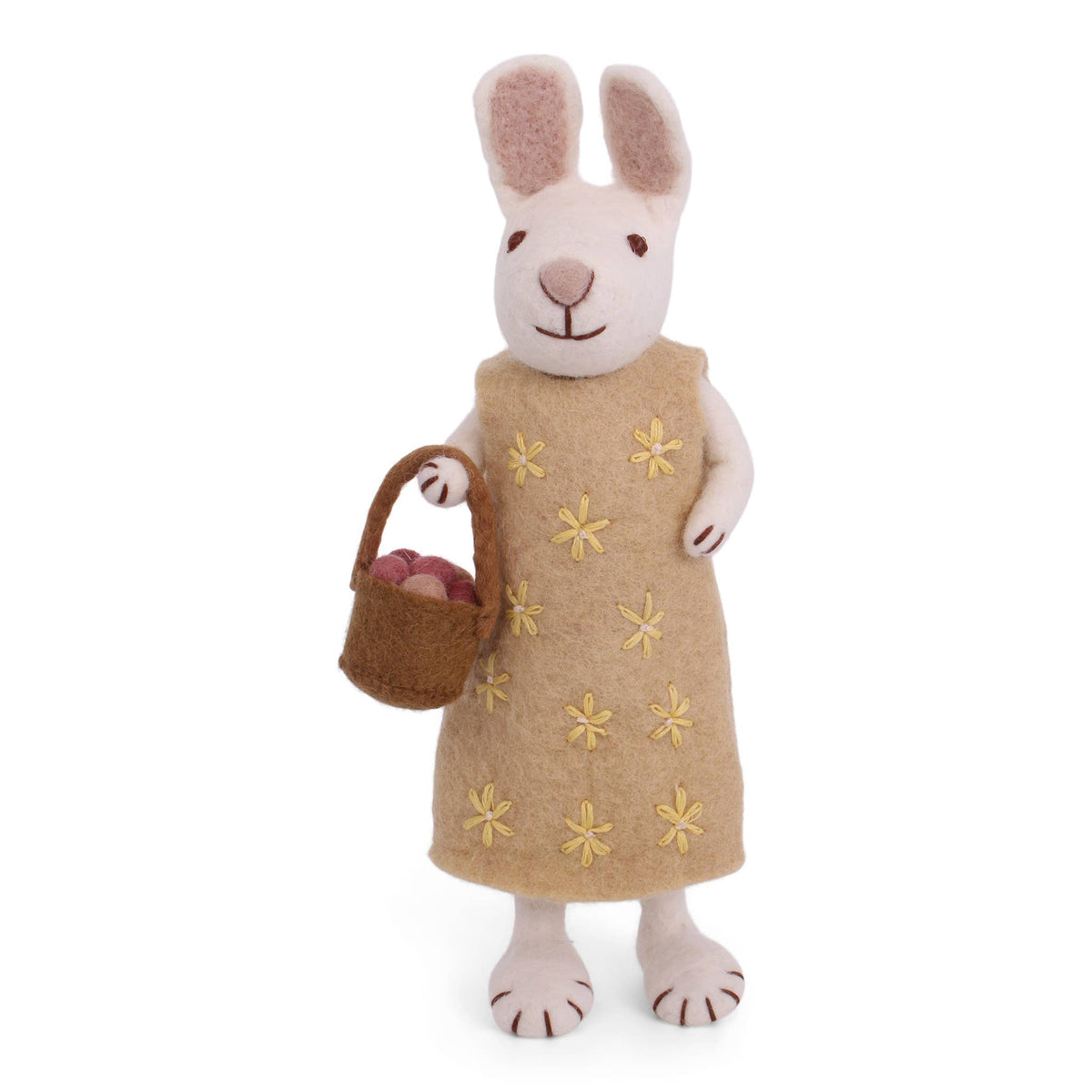 Big White Bunny w/Yellow Dress &amp; Egg Basket Eleish Van Breems Home