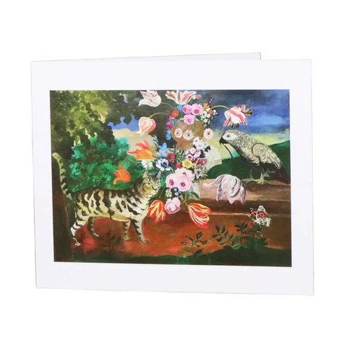 Cat and Parrot Greeting Card