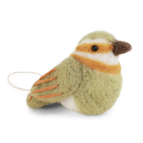 Felted Wool Light Green Spinus Bird Ornament