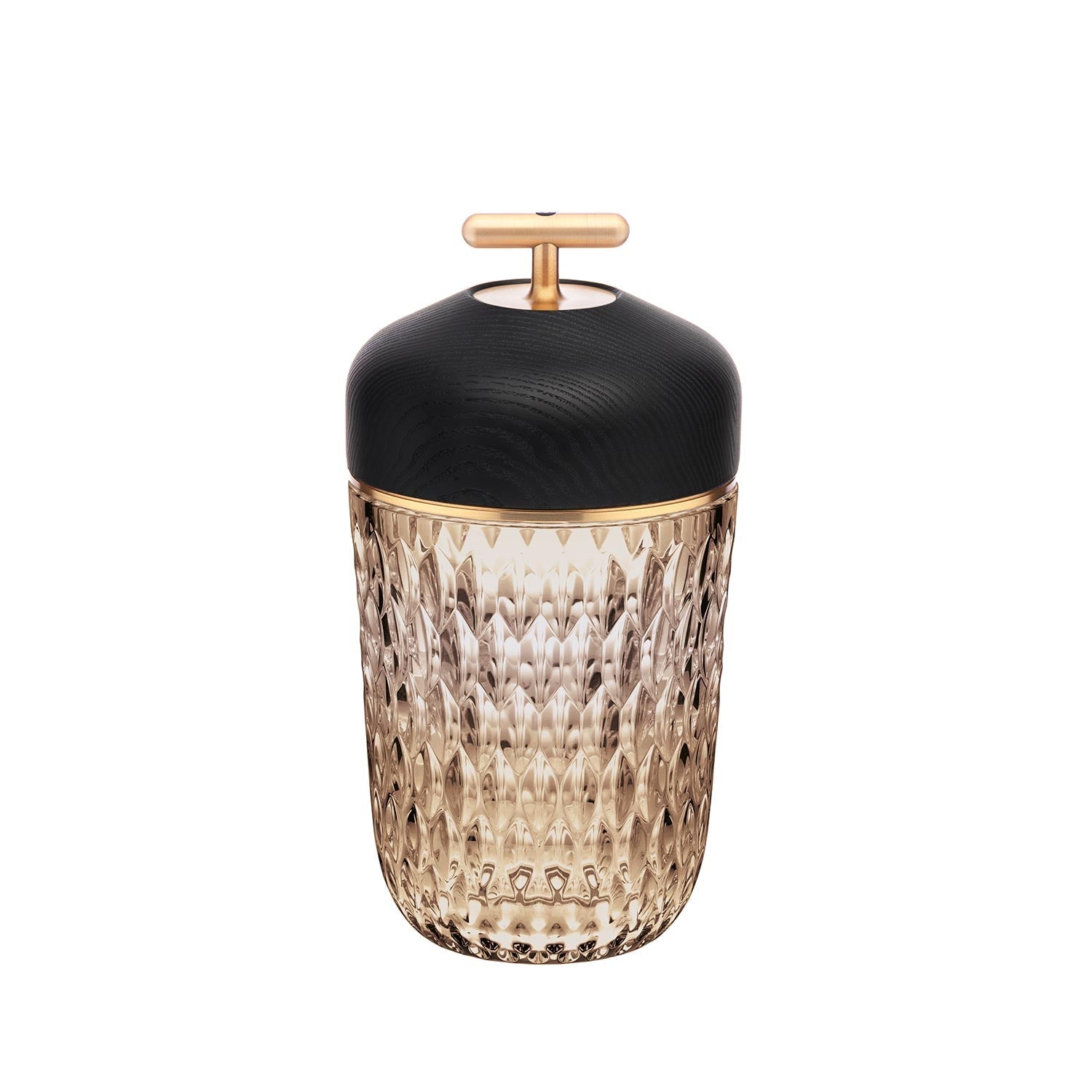 FOLIA Portable Lamp Amber Crystal Dark Ash with Brushed Brass Finish