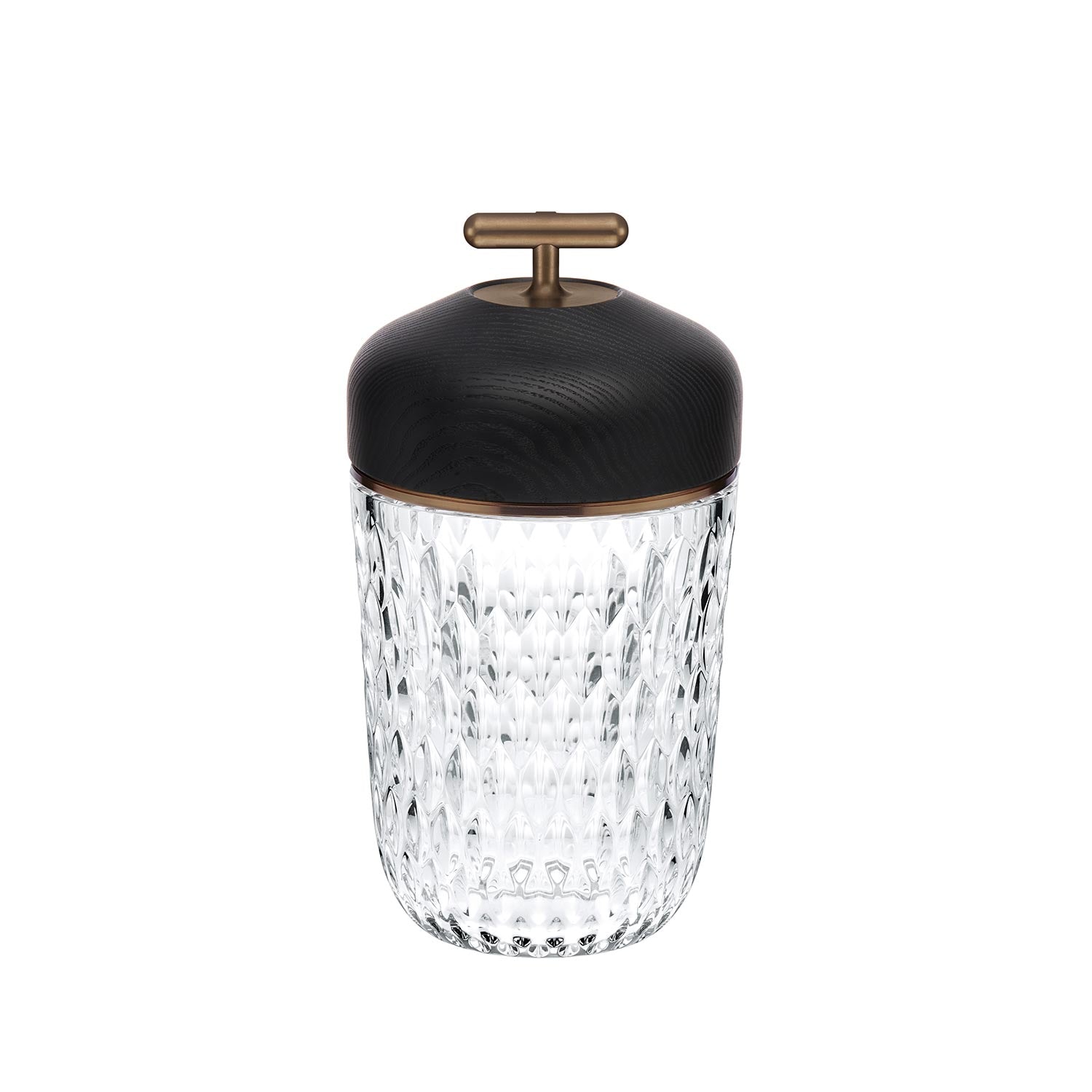 FOLIA Portable Lamp Clear Crystal with Black Aluminum Anodized Bronze Finish