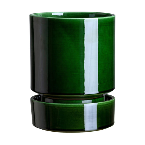 Bergs Potter Hoff Glazed Emerald Green Pot and Saucer