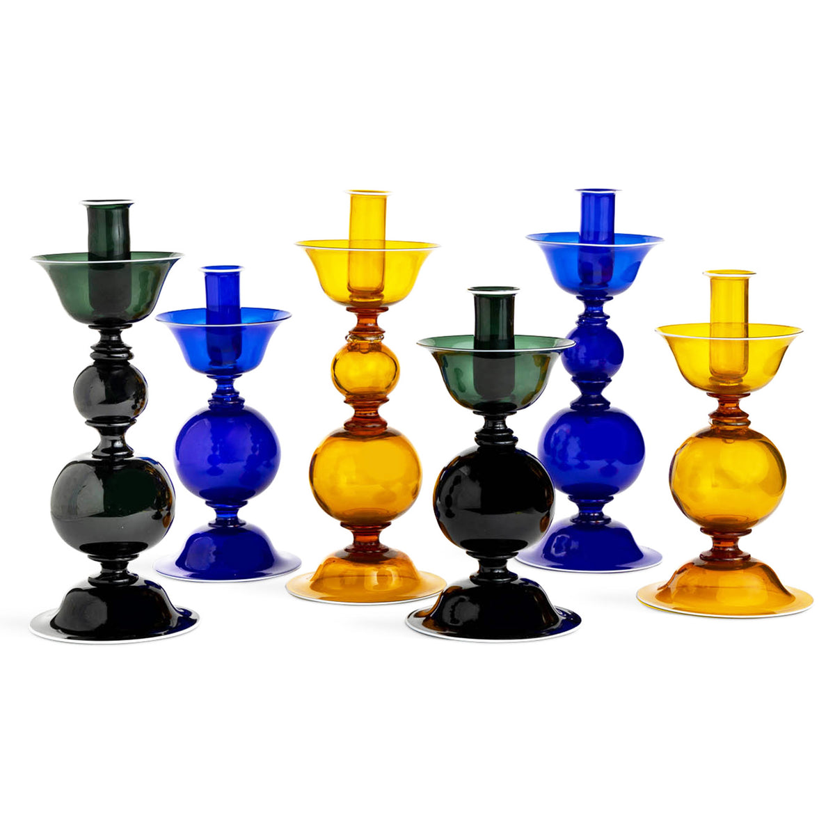 Elegante Tall Candlestick In Amber With White Rim Eleish Van Breems Home