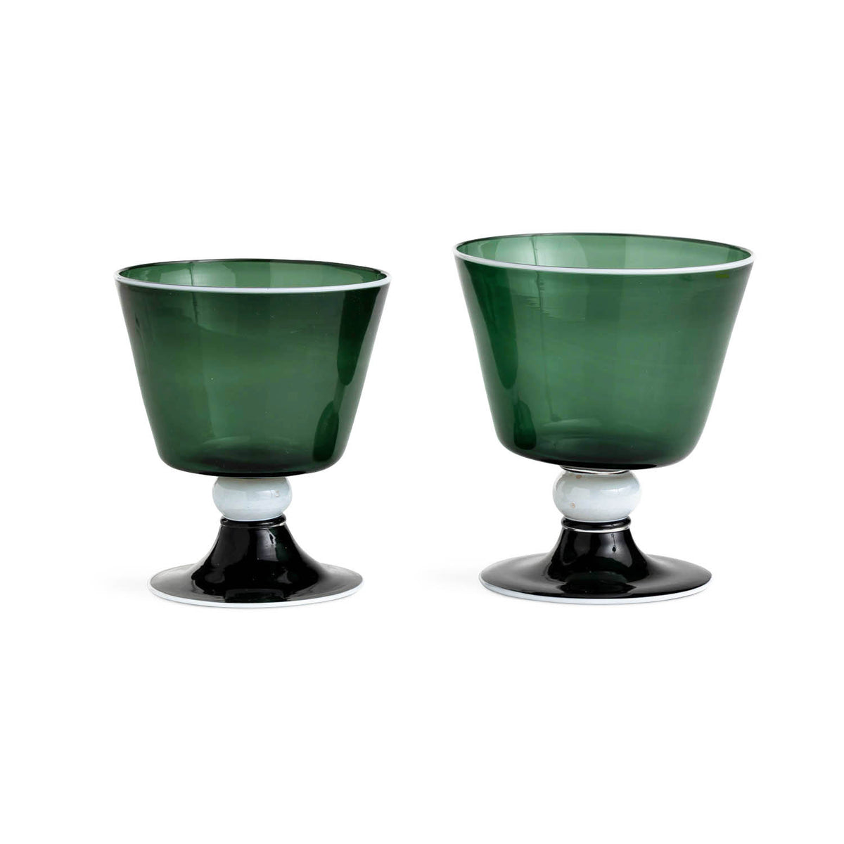 Elegante Water Glass Forest Green With White Rim Eleish Van Breems Home