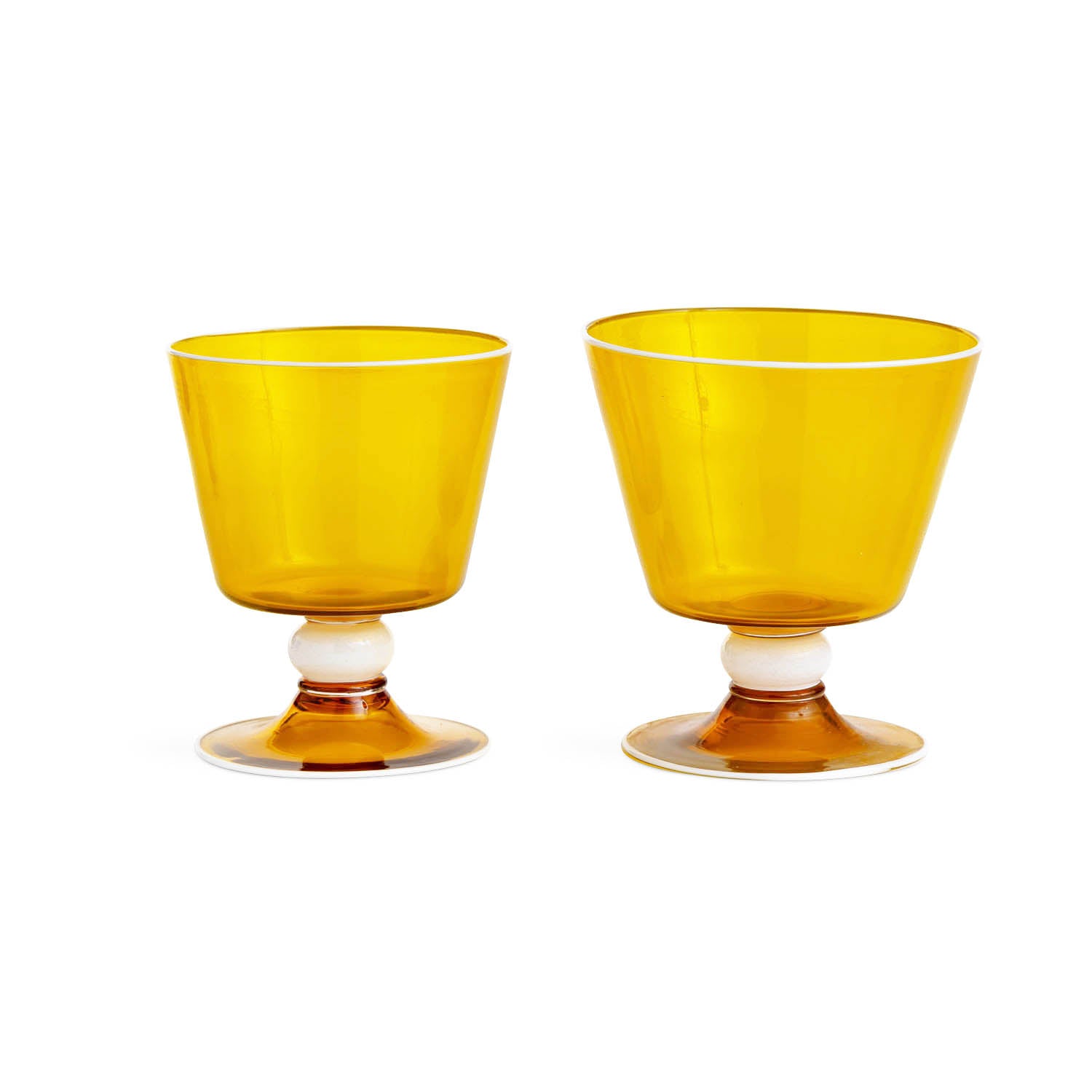 Elegante Water Glass In Amber With White Rim