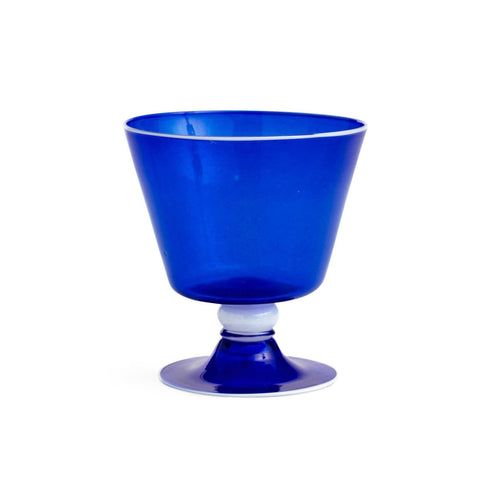 Elegante Water Glass In Cobalt Blue With White Rim