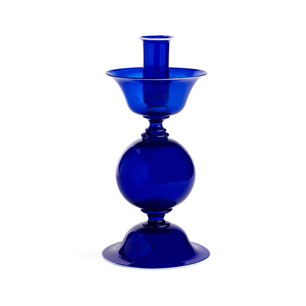 Elegante Low Candlestick In Cobalt Blue With White Rim Eleish Van Breems Home
