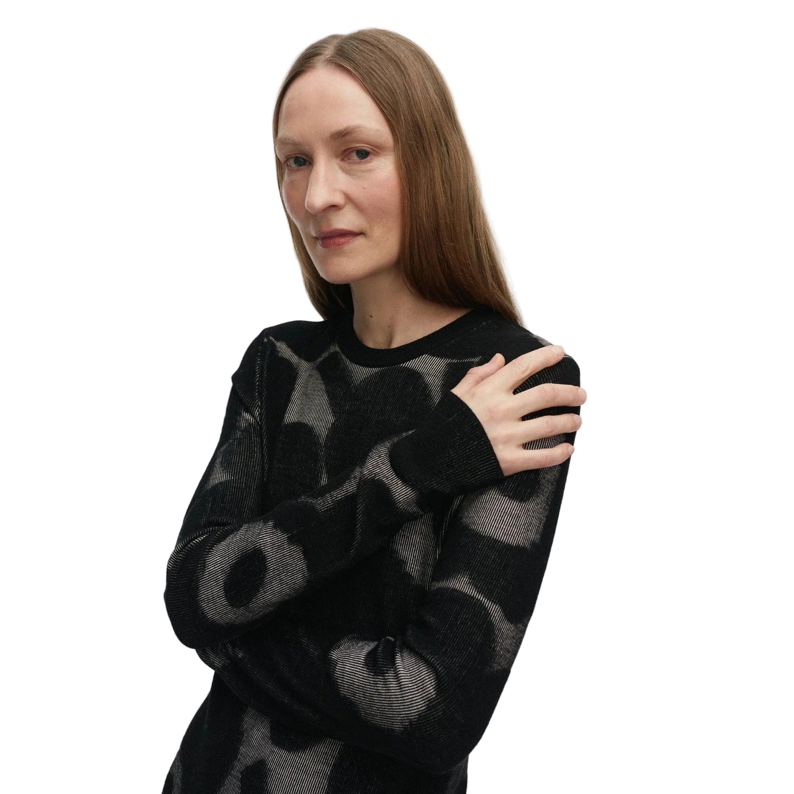 Marimekko Laatia Unikko Knitted Dress, Black and Light Pink Eleish Van Breems Home