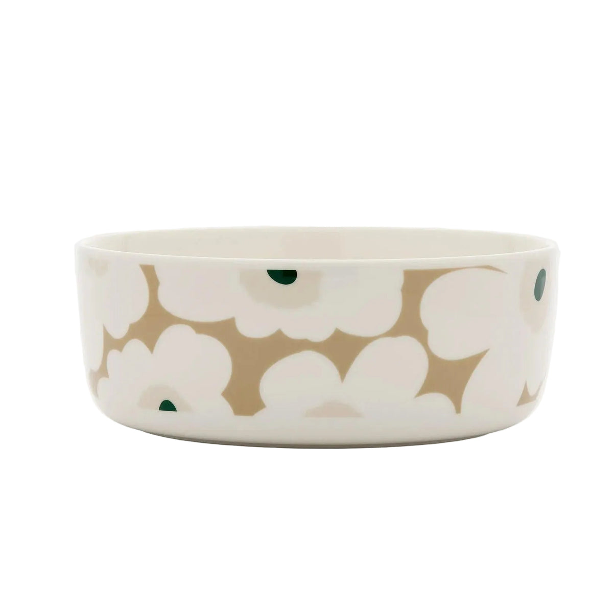 Marimekko Oiva / Unikko Serving Bowl 8" Beige, Sand and Green Eleish Van Breems Home