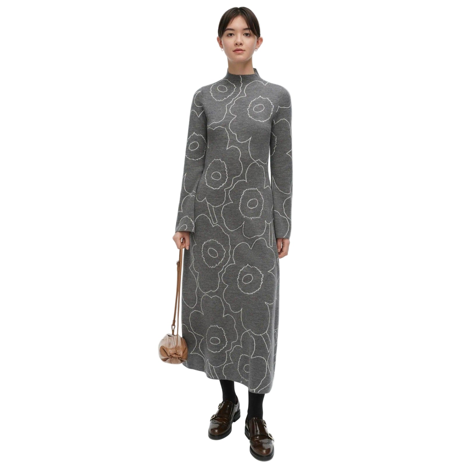 Marimekko Willat Piirto Unikko Knitted Dress, Grey and Off-White Eleish Van Breems Home