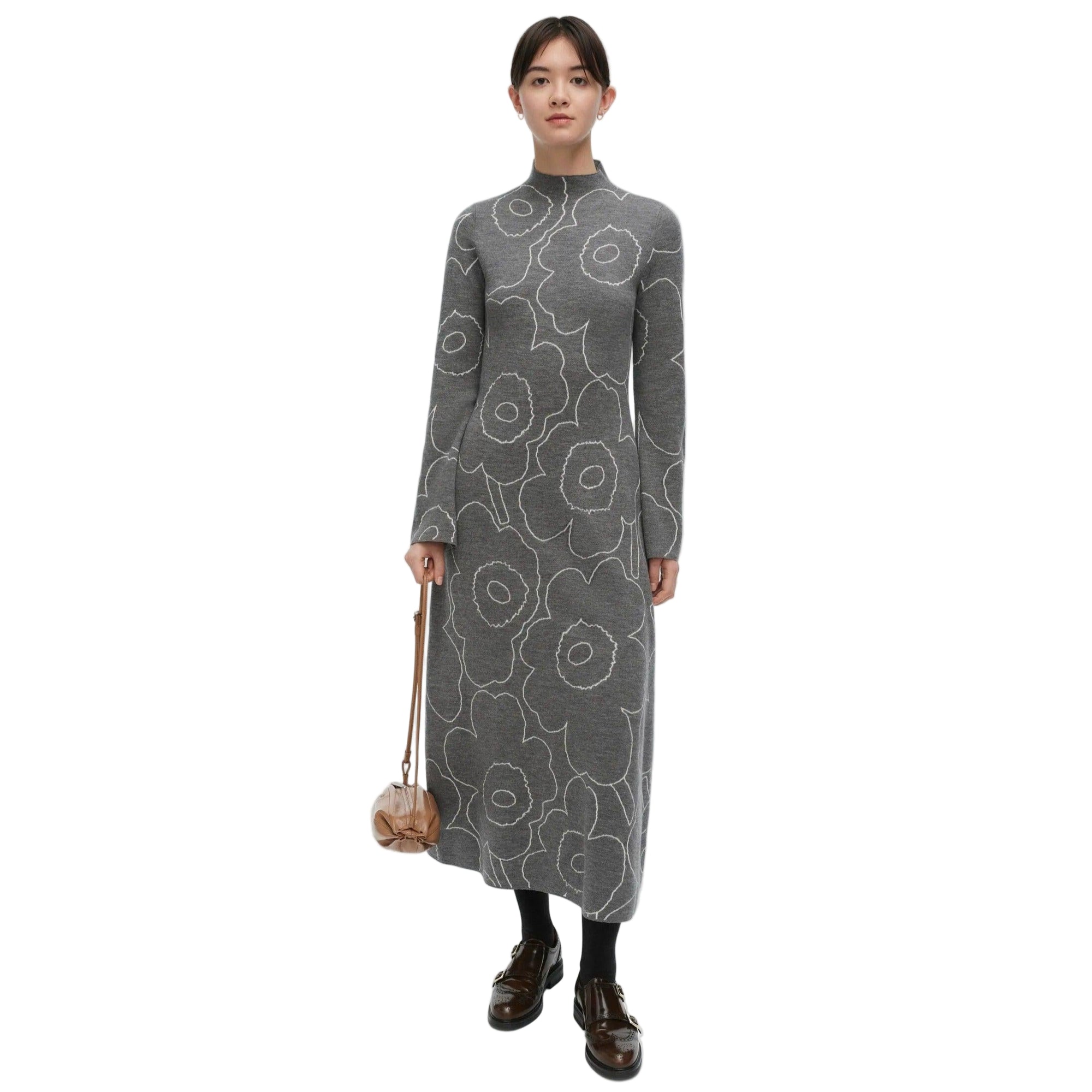 Marimekko Willat Piirto Unikko Knitted Dress, Grey and Off-White Eleish Van Breems Home
