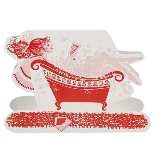 Lady in The Bath Cut Out Greeting Card