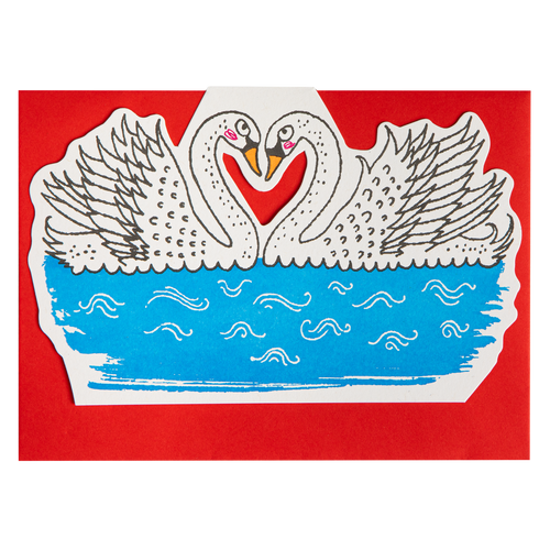 Two Swans Cut Out Greeting Card
