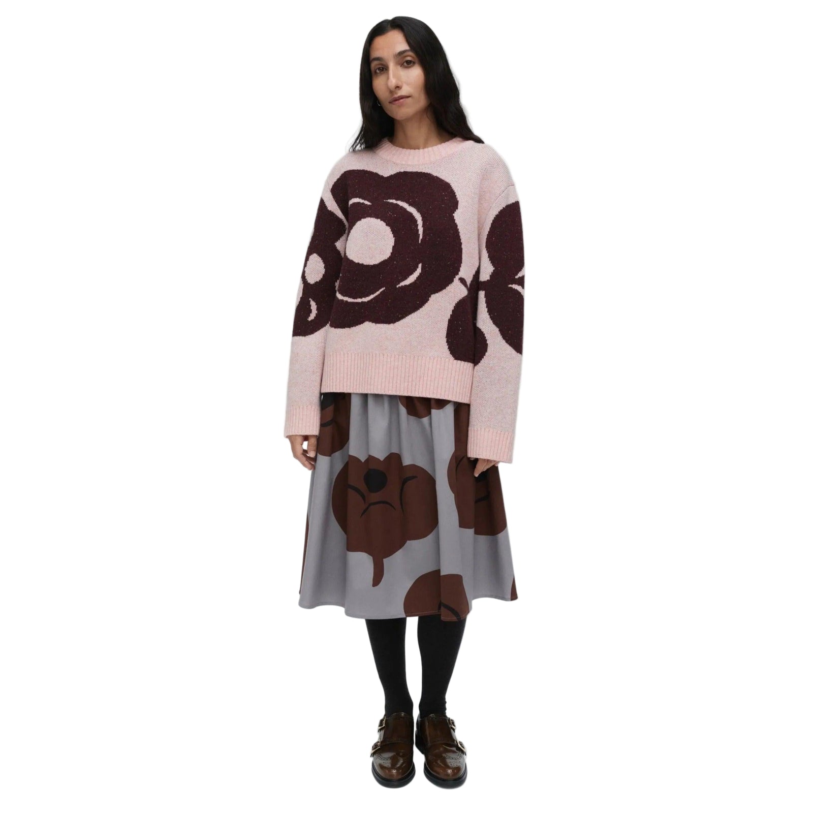 Marimekko Rws Virtaus Tumma Knitted Wool Sweater, Pink and Wine Eleish Van Breems Home