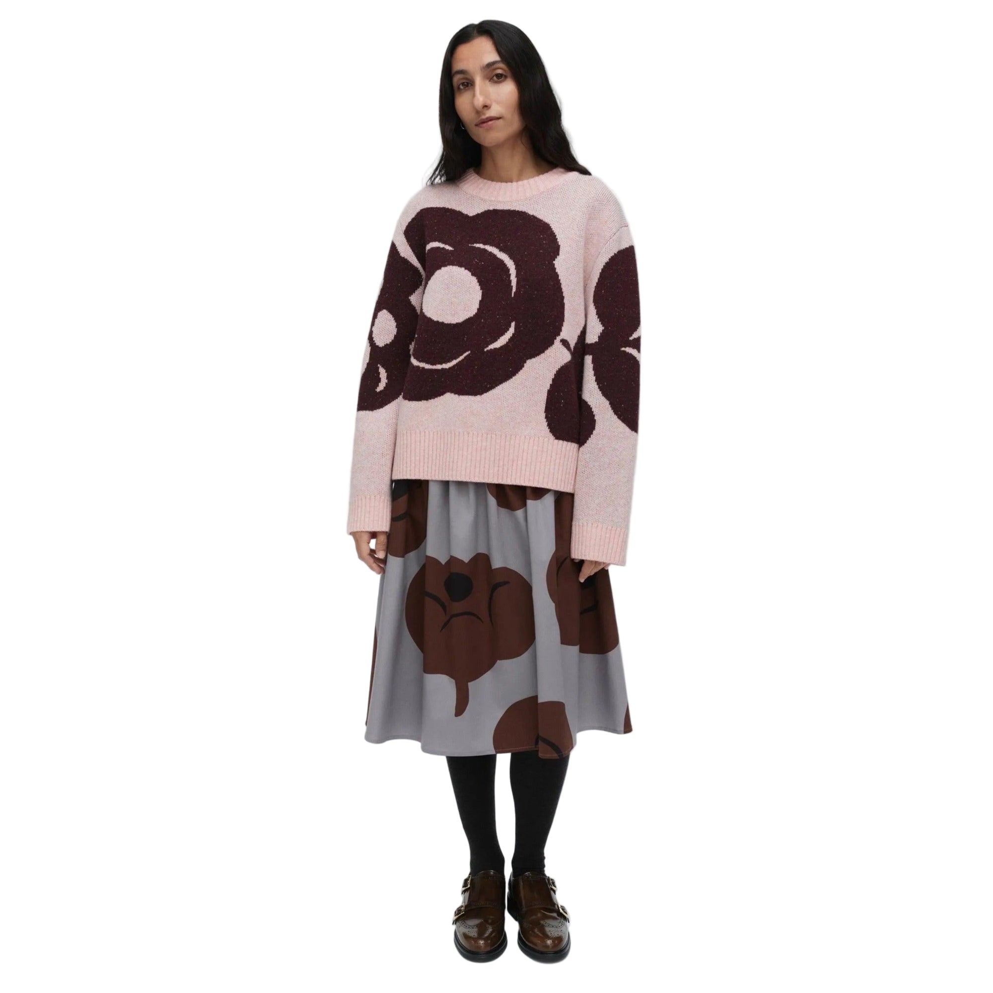 Marimekko Rws Virtaus Tumma Knitted Wool Sweater, Pink and Wine Eleish Van Breems Home