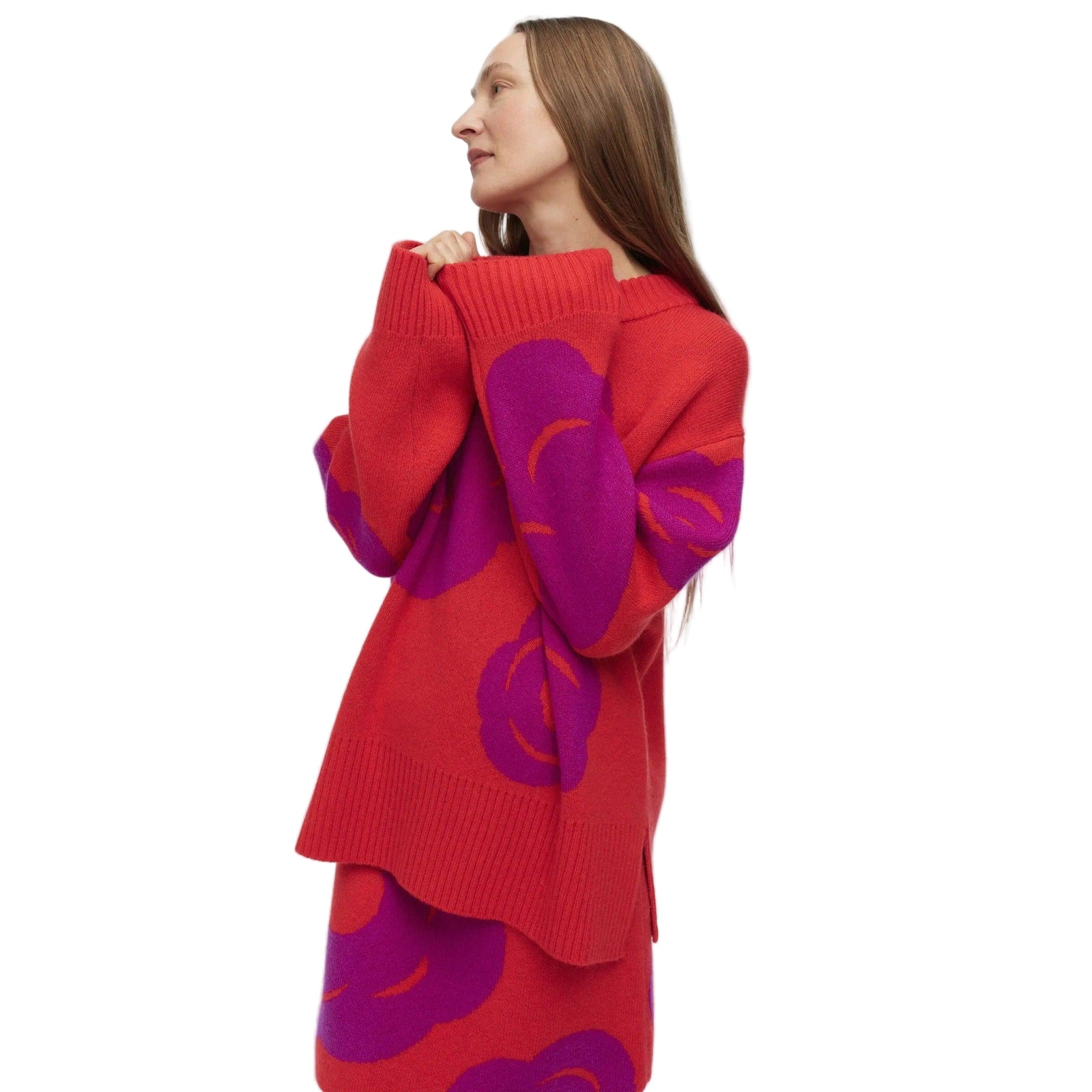Marimekko Kartakteri Tumma Knitted Pullover Red & Purple - Eleish