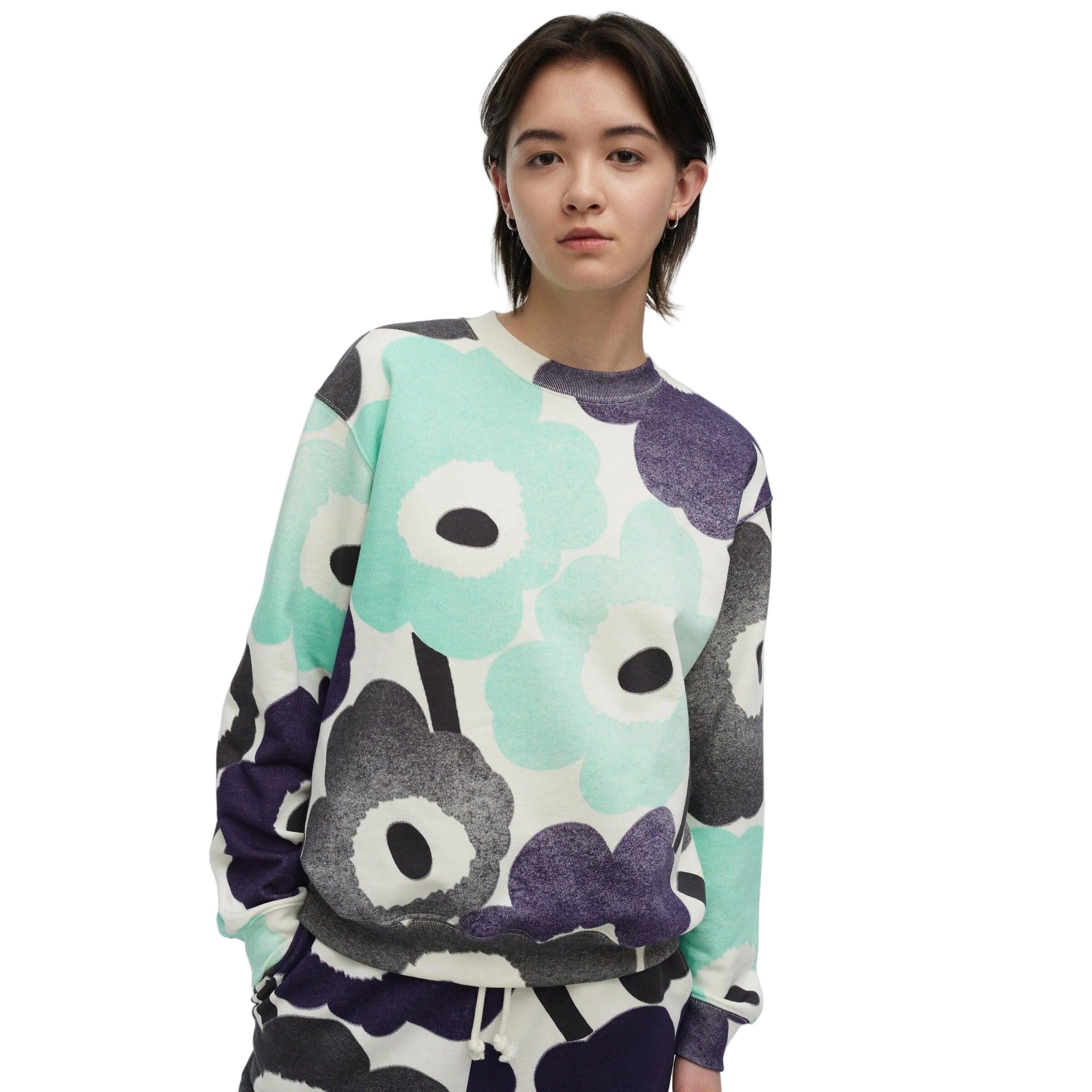 Marimekko Leiot Unikko Kioski Sweatshirt, Mint and Violet Eleish Van Breems Home