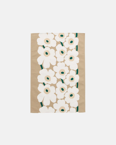 Marimekko Unikko Tea Towel in Sand, Hay and Emerald