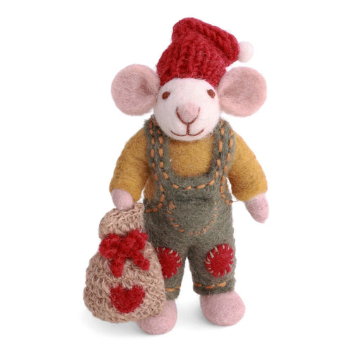 Small White Boy Mouse Ornament With Gift Bag