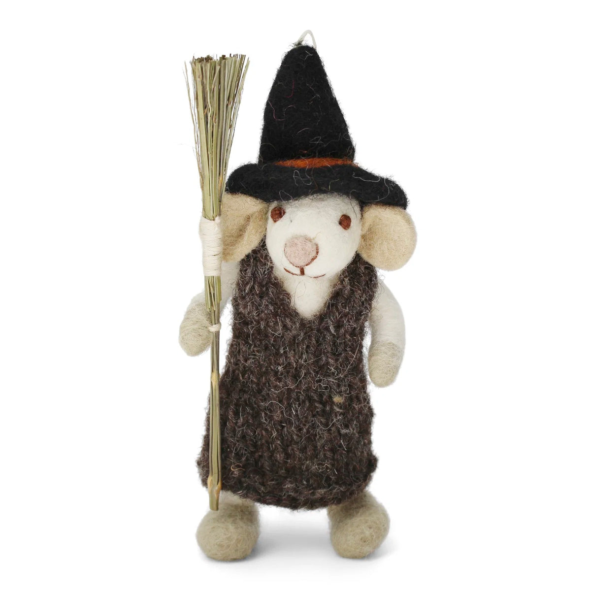 Small White Girly Mouse W/Broom and Brown Dress Eleish Van Breems Home