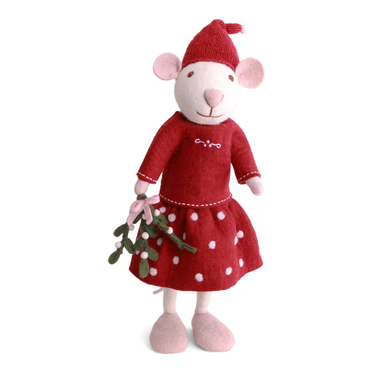 X-Large White Girly Mouse W/Mistletoe Eleish Van Breems Home