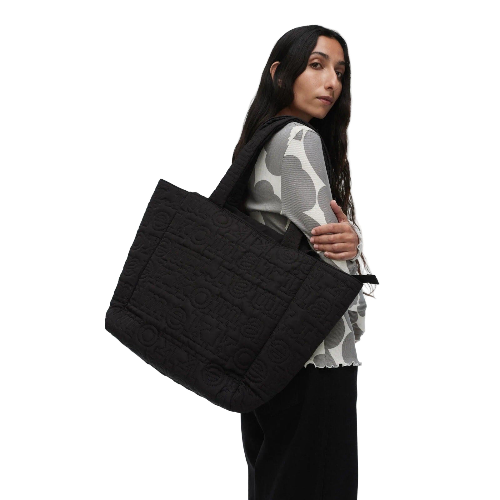 Marimekko Joy Tote Logo Bag M, Black Eleish Van Breems Home