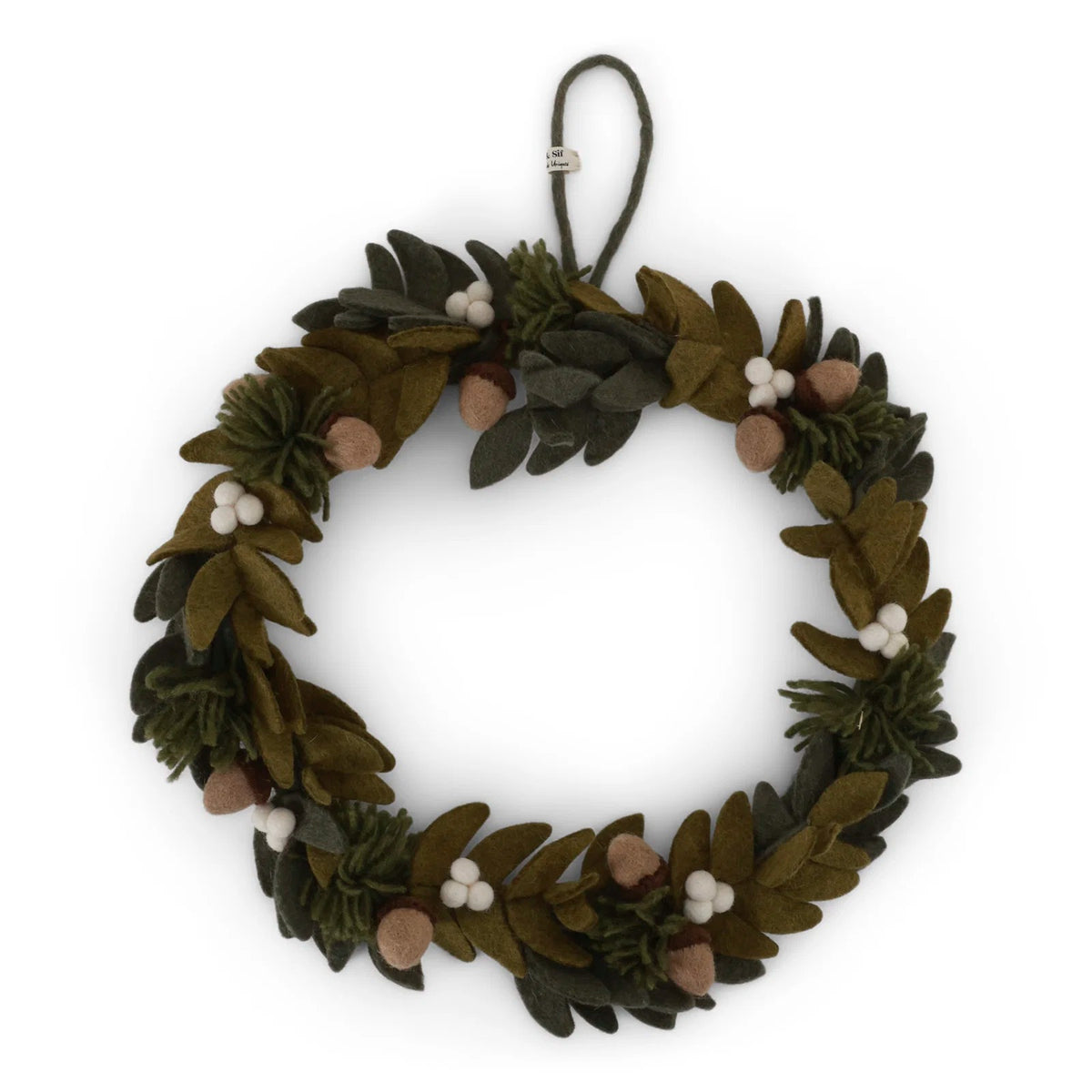 Wreath w/White Berries &amp; Acorns w/Hanger Eleish Van Breems Home