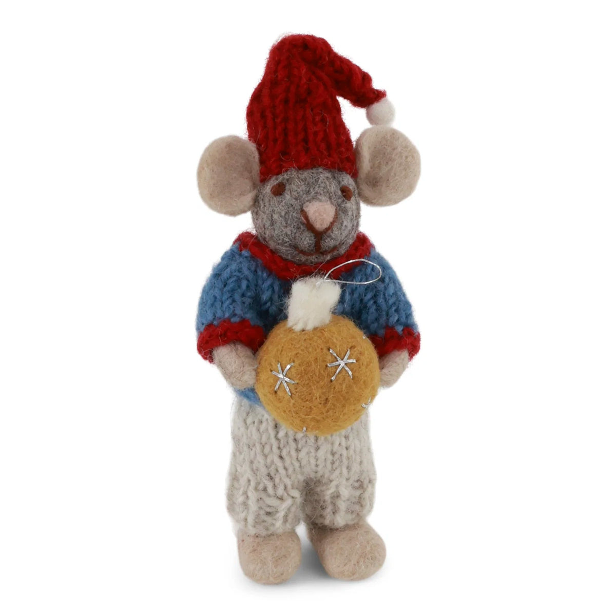 Small Grey Boy Mouse W/Chrismas Bauble Eleish Van Breems Home