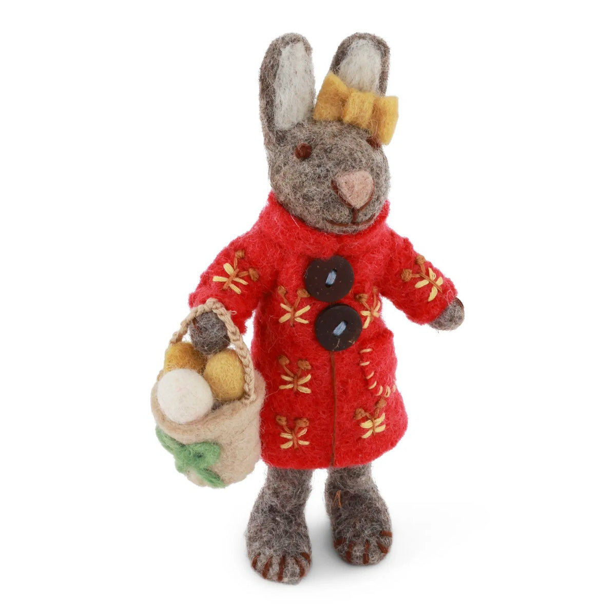 Small Grey Girl Bunny w/ Coat &amp; Easter Basket Eleish Van Breems Home