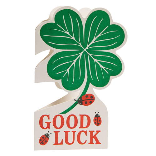 Good Luck Clover Cut Out Greeting Card