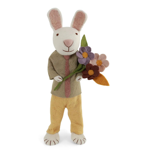 X-Large White Boy Bunny w/ Tie & Flowers