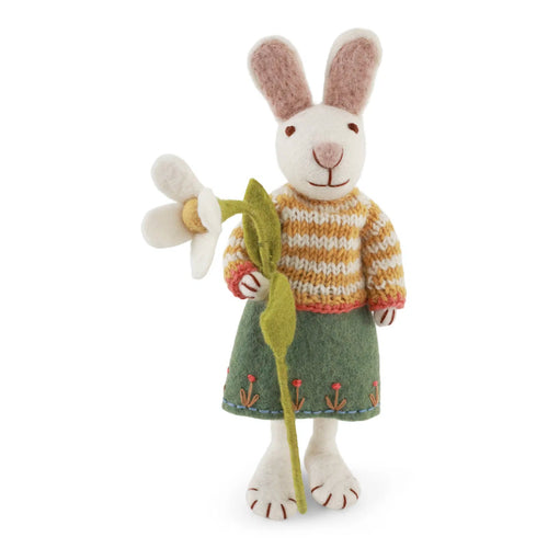 Medium White Girly Bunny w/ Skirt & Snowdrop