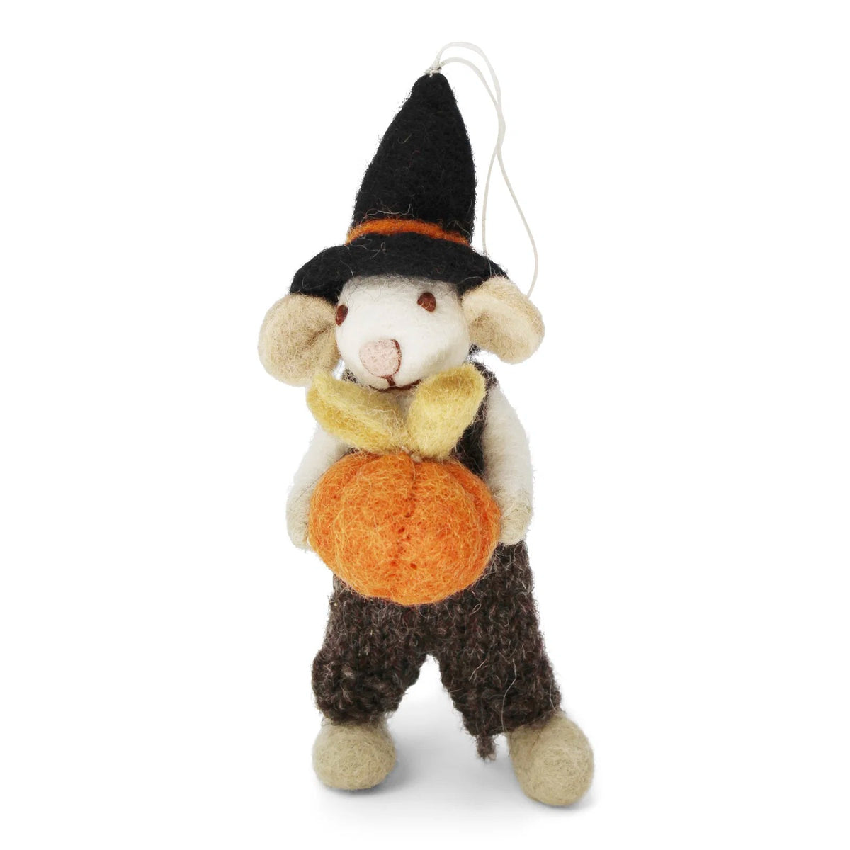 Small White Boy Mouse W/Pumpkin and Brown Pants Eleish Van Breems Home