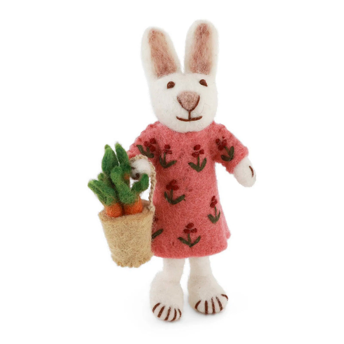 Small White Girly Bunny with Carrot Basket Eleish Van Breems Home