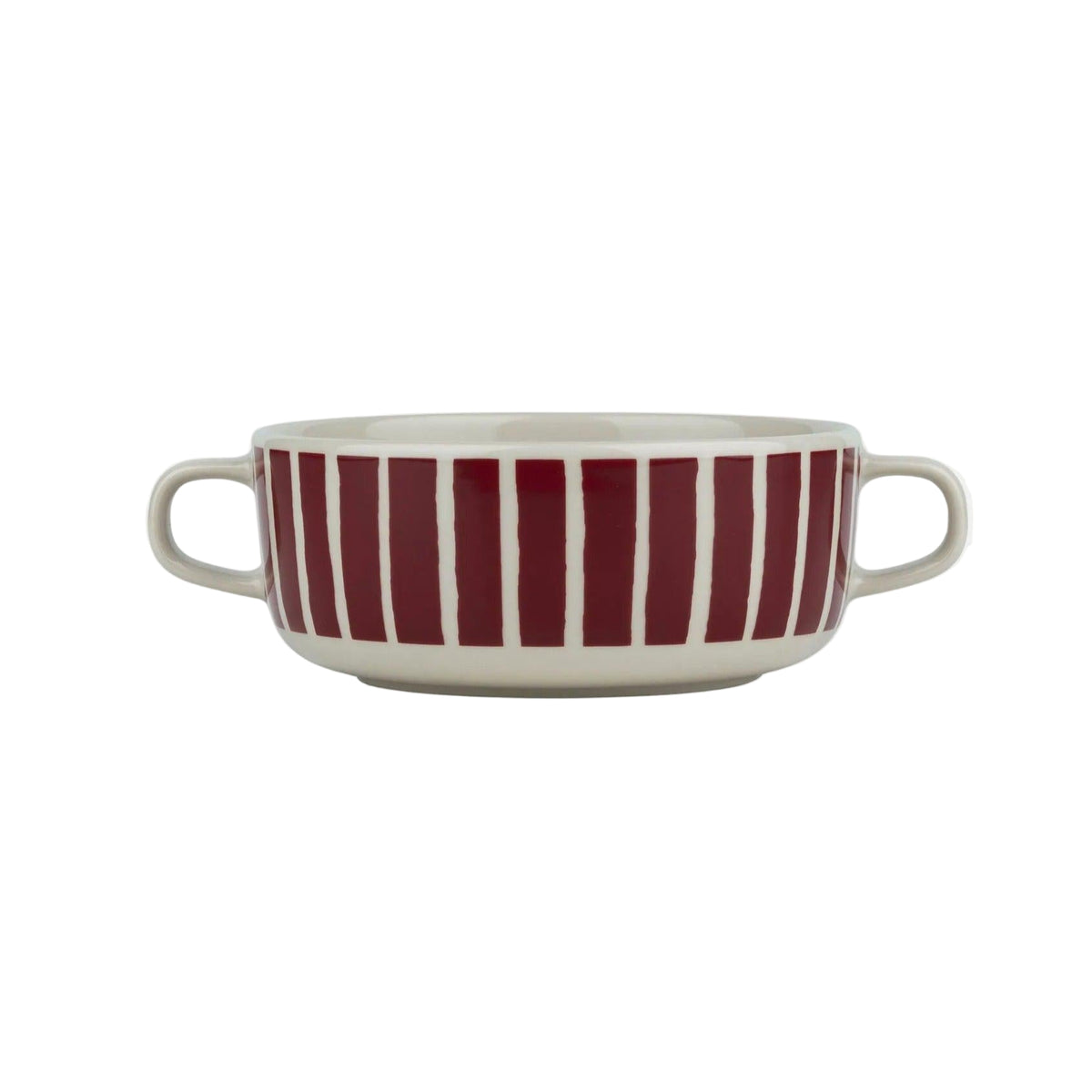 Marimekko Oiva / Piccolo Bowl with Handles Burgundy Stripe Eleish Van Breems Home