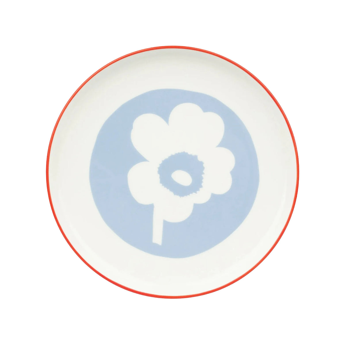 Marimekko Oiva / Unikko Plate 8" Light Blue and Orange Eleish Van Breems Home