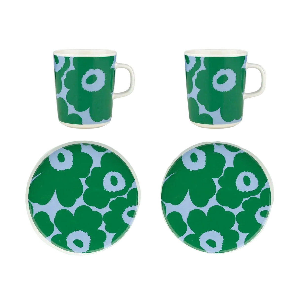 Marimekko Unikko Breakfast Set Green and Blue Eleish Van Breems Home