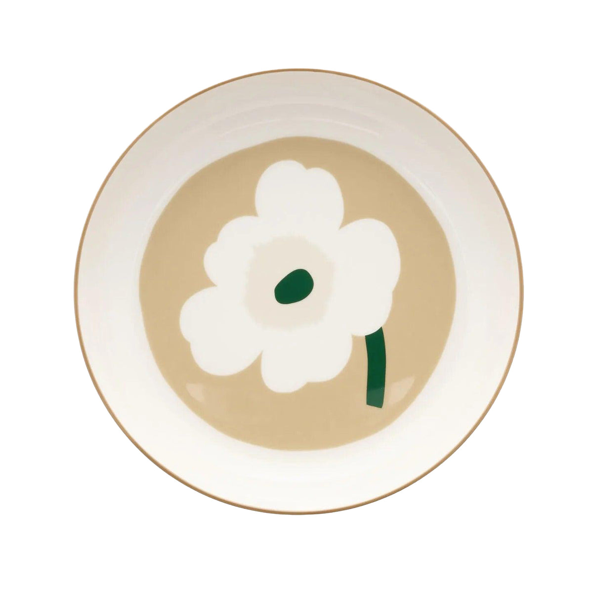 Marimekko Unikko Deep Plate/Bowl 8" in Beige, Sand and Green Eleish Van Breems Home