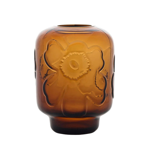 Marimekko Unikko Glass Vase, Cognac