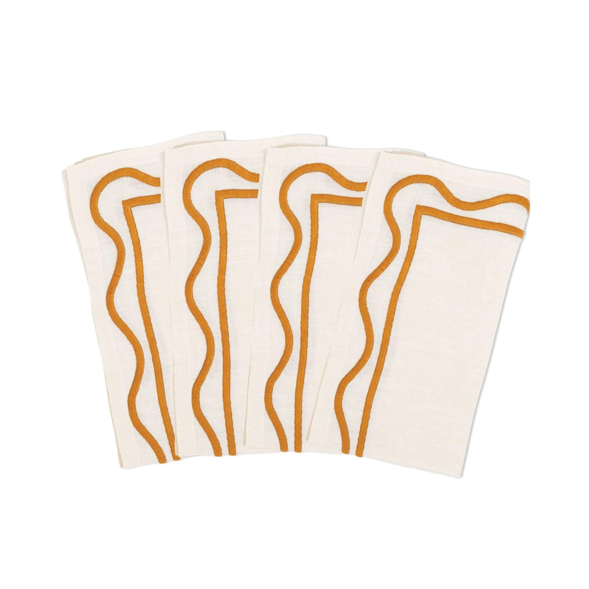 Colorblock Embroidered Linen Napkins (Set of 4) Eleish Van Breems Home