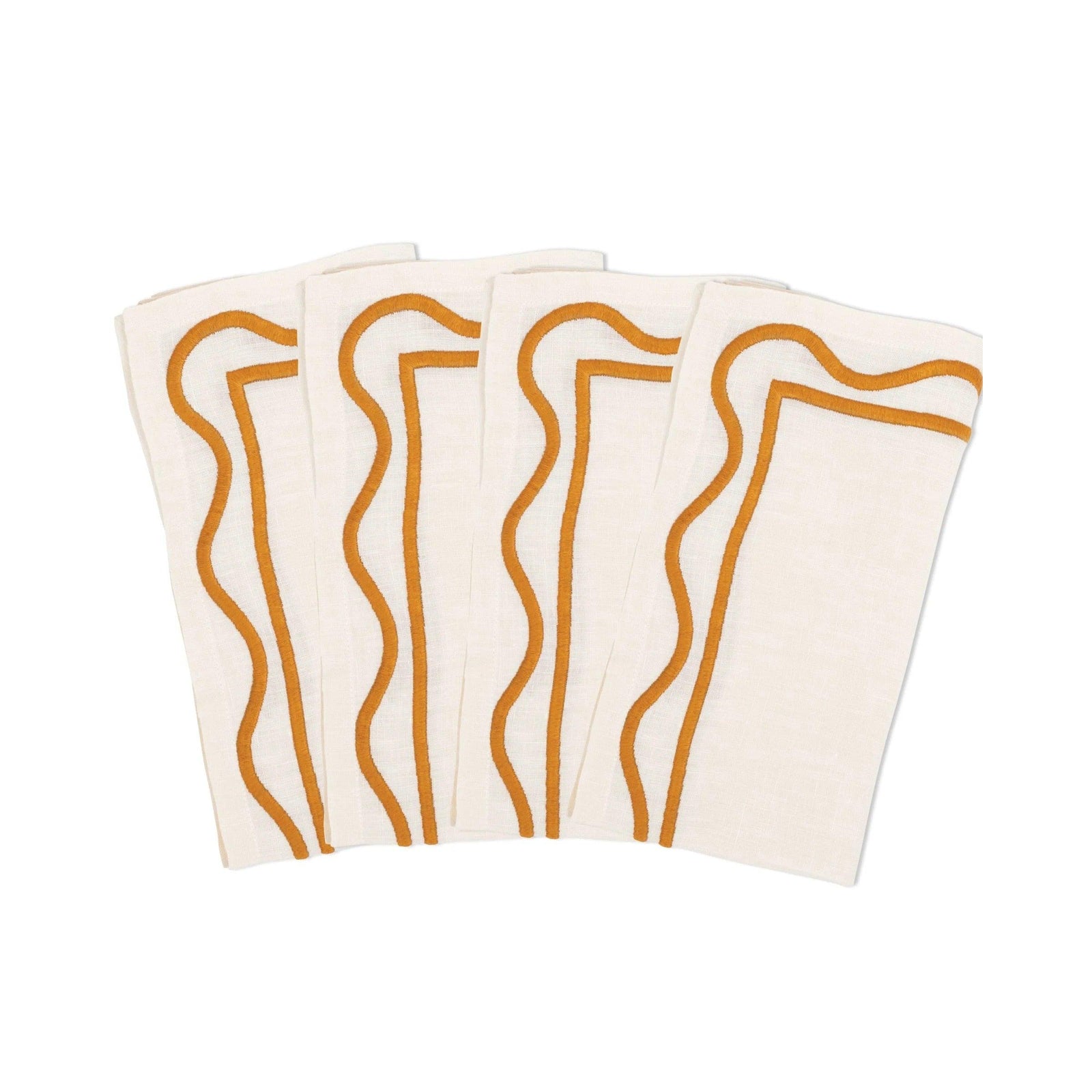 Colorblock Embroidered Linen Napkins (Set of 4) Eleish Van Breems Home
