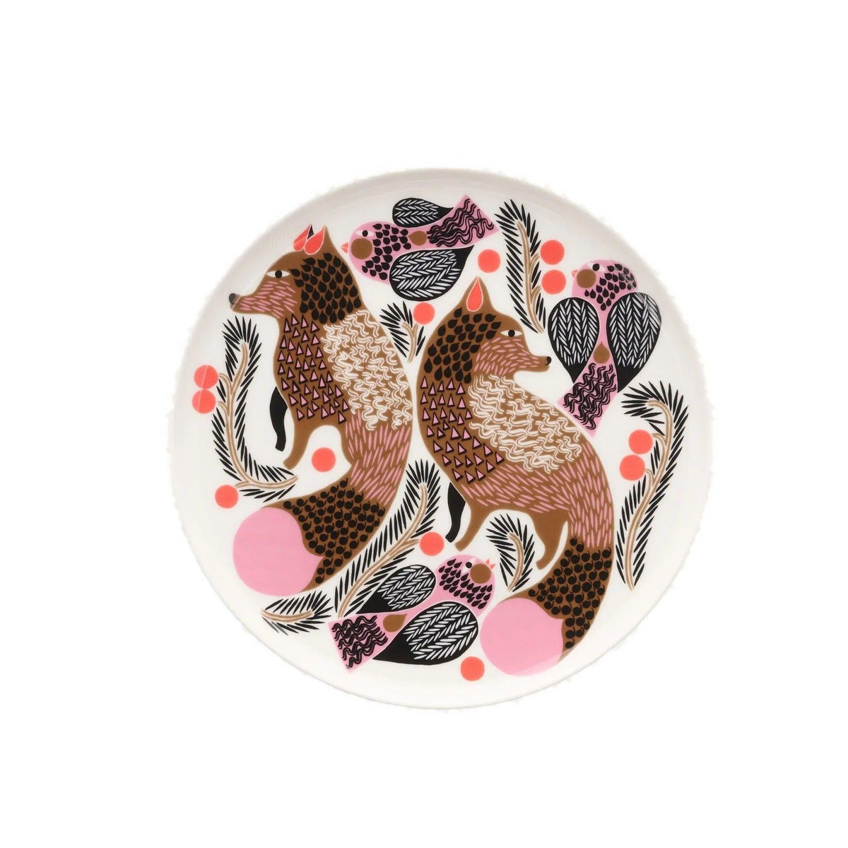 Marimekko Oiva / Ketunmarja Plate 8" Bronze, Pink and Petrol