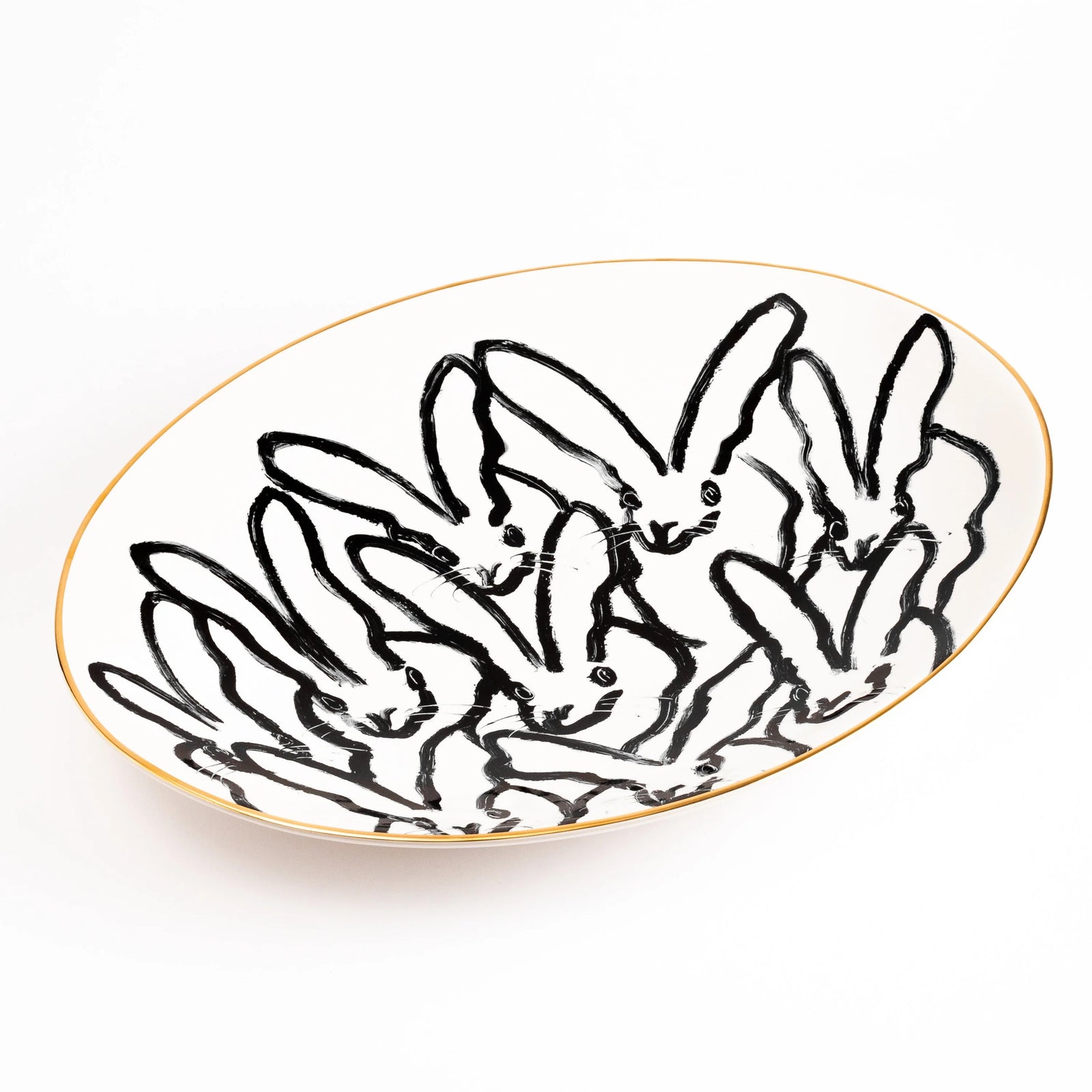 Hunt Slonem Rabbit Run Oval Serving Platter Eleish Van Breems Home